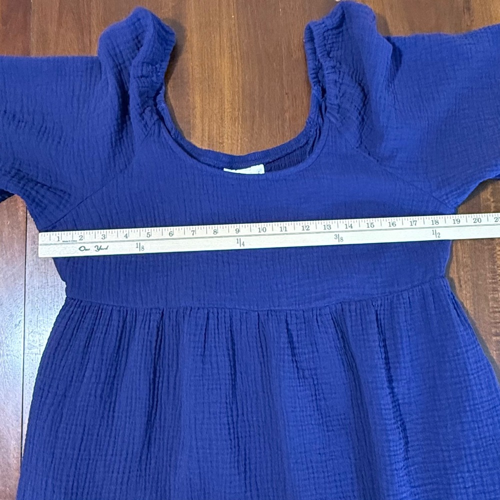 Universal Thread Womens Maxi Dress L Blue Gauze Cotton Smocked Tiered Pockets - Picture 6 of 8